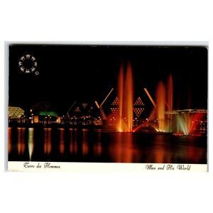 Expo 67 Montreal Swan Lake Fountains Night View Postcard 1968 Dexter Press